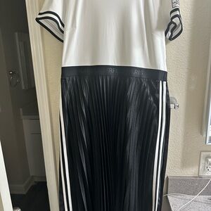 Karl Lagerfeld Black and White Midi Pleated Skirt